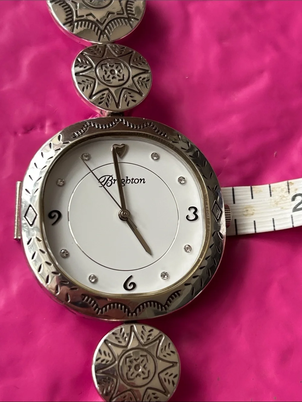 Brighton Marrakesh Silver Link Toggle Watch with intricate Southwest engravings